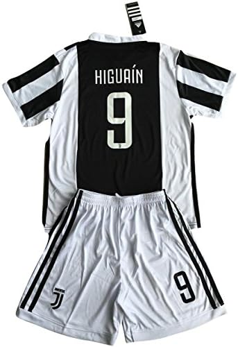 Higuain #9 Juventus 2017-18 Kids/Youths Home Soccer Jersey &amp; Shorts (9-10 Years Old)