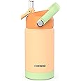 Kiocko Kids Insulated Water Bottle with Straw,12oz Toddler Cups with Stainless Steel Leak Proof for School Boys Girls（Orange-Mix）