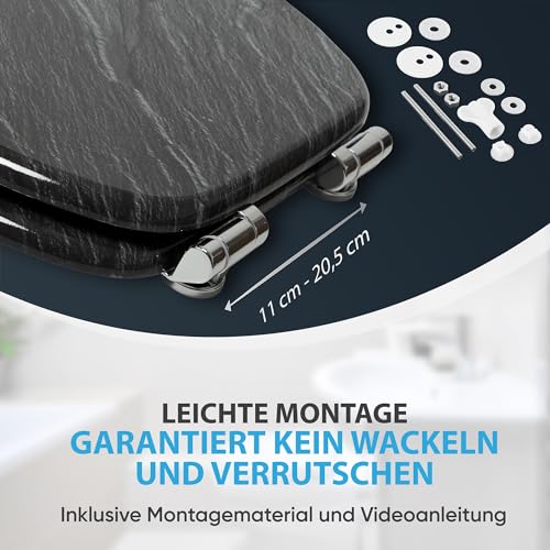 Sanilo Toilet Seat with Soft-Close Mechanism, Many Toilet Seat Lids to Choose From, Nice Finish, Easy Assembly, Sturdy Hinges (Granite)