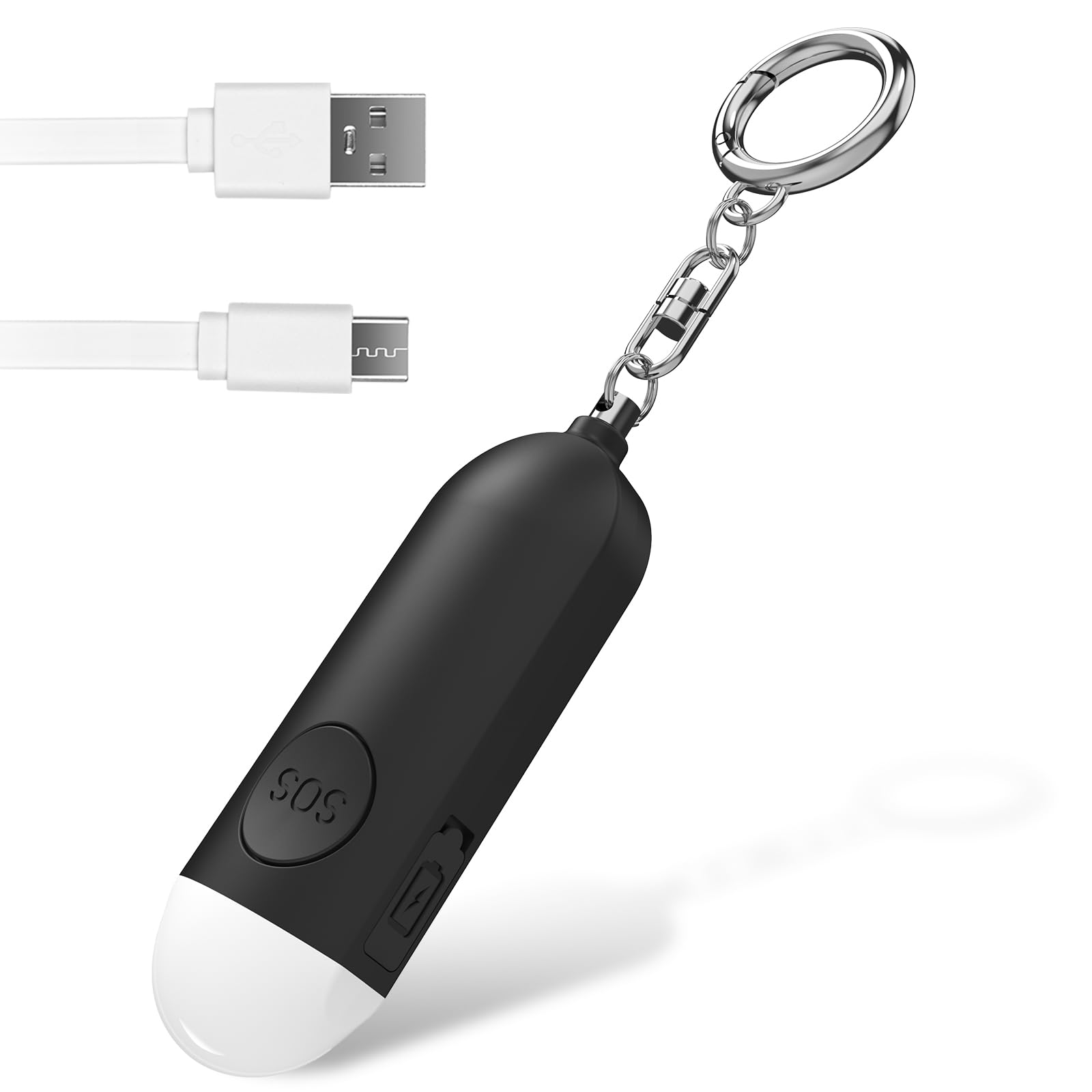 Qoosea Personal Security Alarm - Safesound Rechargeable 130 dB Police Approved Panic Alarm with LED Light, Self Defense Keychain for Kids, Women, Elderly & Students (Black)