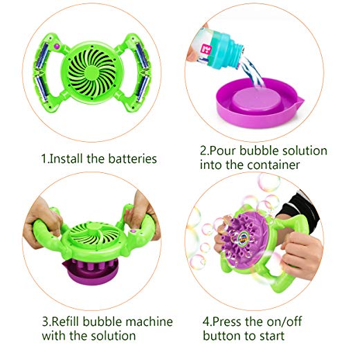 Bubble Machine, Tencoz Automatic Handheld Bubble Maker with A Bottle of Bubble Solution Over 800 Bubbles per Minute Bubble Machines Toy for Kids Baby Toddlers Bath Parties Wedding