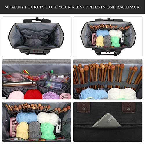 Knitting Bag Backpack,Yarn Storage Organizer Travel Crochet Bag