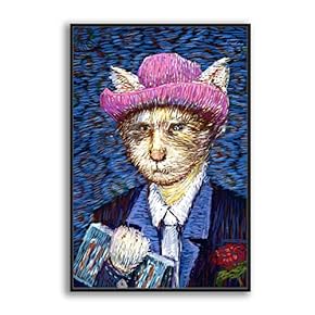 Framed Canvas Wall Art for Living Room, Bedroom Funny Cats Abstract Oil Painting Features Canvas Prints for Home Decoration Ready to Hanging - 16x24 inches