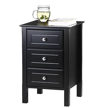 Amazon.com: Yaheetech Black Gloss 80 Drawers Bedside Table Canet ...