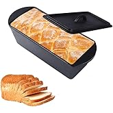 PADELE Cast Iron Bread Pan with Lid - 2LB Capacity (13x5 Inch) Large Pullman Loaf Pan for Homemade Bread - Non-Stick，Dual Handle, Pre-Seasoned, Rust-Resistant (Black-Cast Iron)