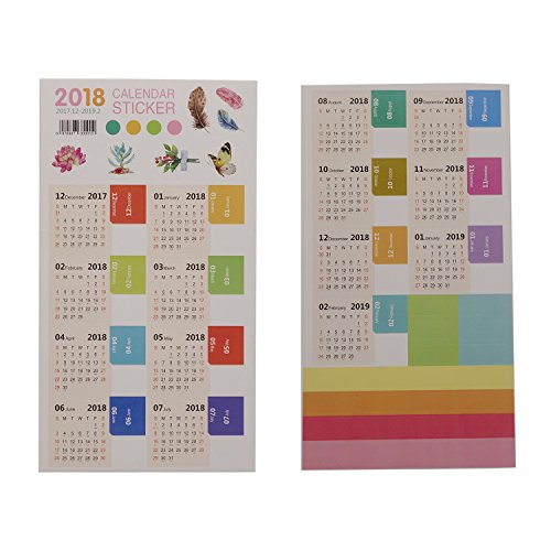 D-worthy 4 Sets 2018 Calendars Stickers, Self Adhesive Monthly Index Dividers Tabs for Planner Agenda Notebook Diary/ Bullet Journal /Agenda - Thumbnail 3