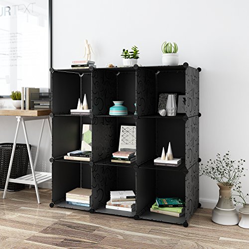 Tespo Multi Use DIY Plastic Organizer, Modular Storage, Freestanding Cabinet, 4 tier Shelving Bookcase, 9 cubes for Toy, household.