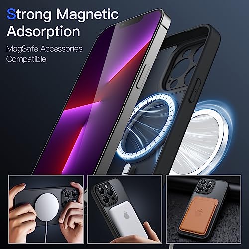 JETech Magnetic Cover for iPhone 13 Pro 6.1 Inch MagSafe Compatible with MagSafe, Translucent Matte Case with Camera Full Protection Slim Back Shockproof (Black)