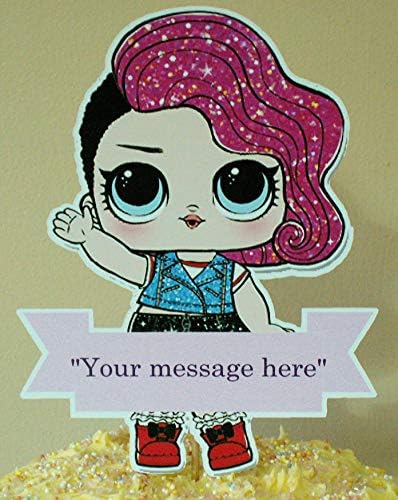 Chic Cottage Crafts Lol Doll ROCKER Personalised Cake Topper Party Decoration - 15cm tall - Any Message