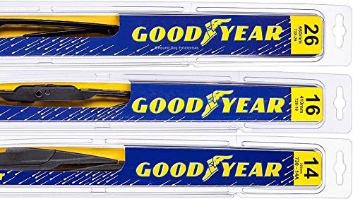 Windshield Wiper Blade Bundle - 4 Items: Driver, Passenger Blade & Rear Blade & Reminder Sticker (Premium with Goodyear Rear) fits 2010-2014 Mazda CX-9