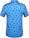 SSLR Men's Shark Prints Casual Button Down Short Sleeve Shirts (X-Large, Gentian Blue)