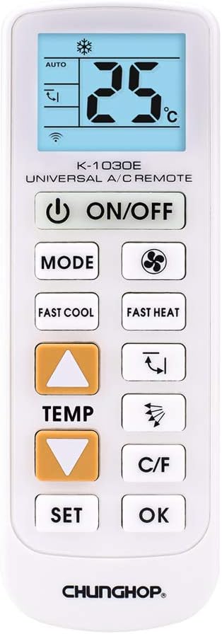Richgv Universal Remote Control for Air Conditioners, A/C Replacement Remote Controls with Cool/Heat Function Suitable for Summer and Winter, with BIG KEY and LED BACKLIGHT