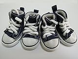 PetFavorites Cute Puppy Pet Dog Sporty Shoes Lace up Blue Canvas Dog Boots Nonslip Dog Booties Sneaker for Large Doggies, 4 Pcs in One Pack. (Size 8, Blue)