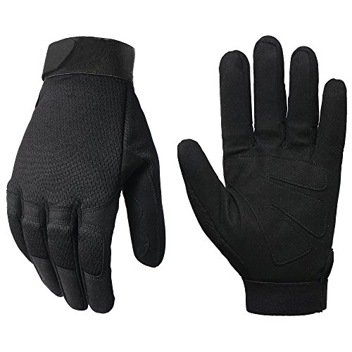 JIUSY General Tactical Gloves Outdoor Army Military Combat Cycling Motorcycle Motorbike Hunting Full Finger Gloves for Airsoft Paintball Work Size X-Large Black