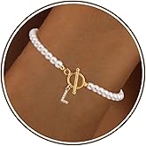 Initial Bracelets for Women Valentines Day Gifts for Her Pearl Bracelet Best friend Birthday Gifts for Women Letter A-Z Gold Bracelets Graduation Gifts for Her 2025 Anniversary Mothers Day Jewelry