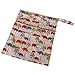 OULII Cartoon Elephant Pattern Washable Reusable Waterproof Zippered Baby Cloth Diaper Nappy Bag Wet Dry Bag Tote with Soft Snap Handle
