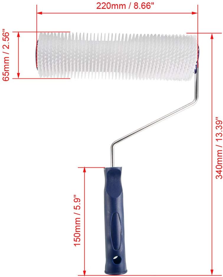 sourcing map 22cm Latex Floor Self Leveling Screed Spiked Roller, 11mm Teeth Height, 220mm x 11mm - Image 3