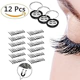 [Upgraded] RB Beauty False Magnetic Eyelashes 3D Reusable Fake Eyelashes , 6 Pairs 12 Pieces, Ultra Thin, Natural Look