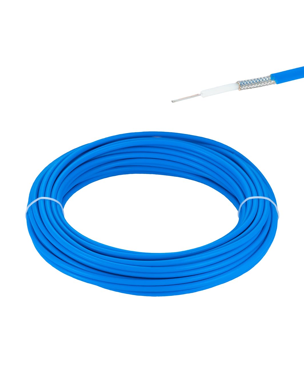Vecys 49.2ft/15m RG405 Semi-Flexible RF Coaxial Cable RG405 .086'' Cable with Blue Jacket