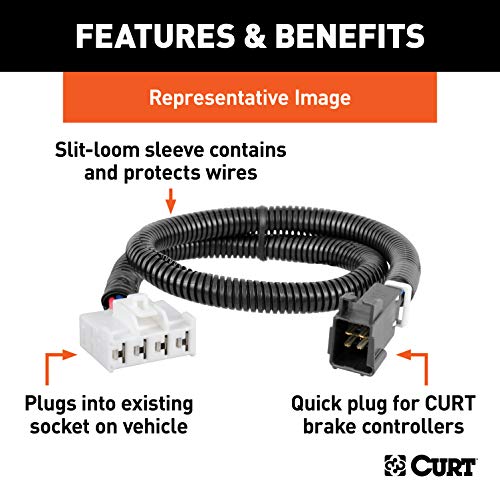 CURT 51353 Quick Plug Electric Trailer Brake Controller Wiring Harness for for Select Cadillac, Chevrolet, GMC and Hummer Trucks and SUVs