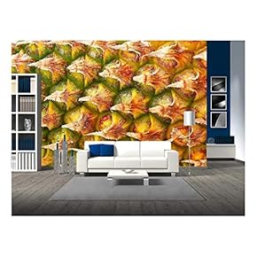 Ripe Pineapple Fruit Texture. for Food and Beverage, Healthcare, Abstract and Diet and Nutrition Concepts. - Removable Wall Mural | Self-Adhesive Large Wallpaper - 66x96 inches