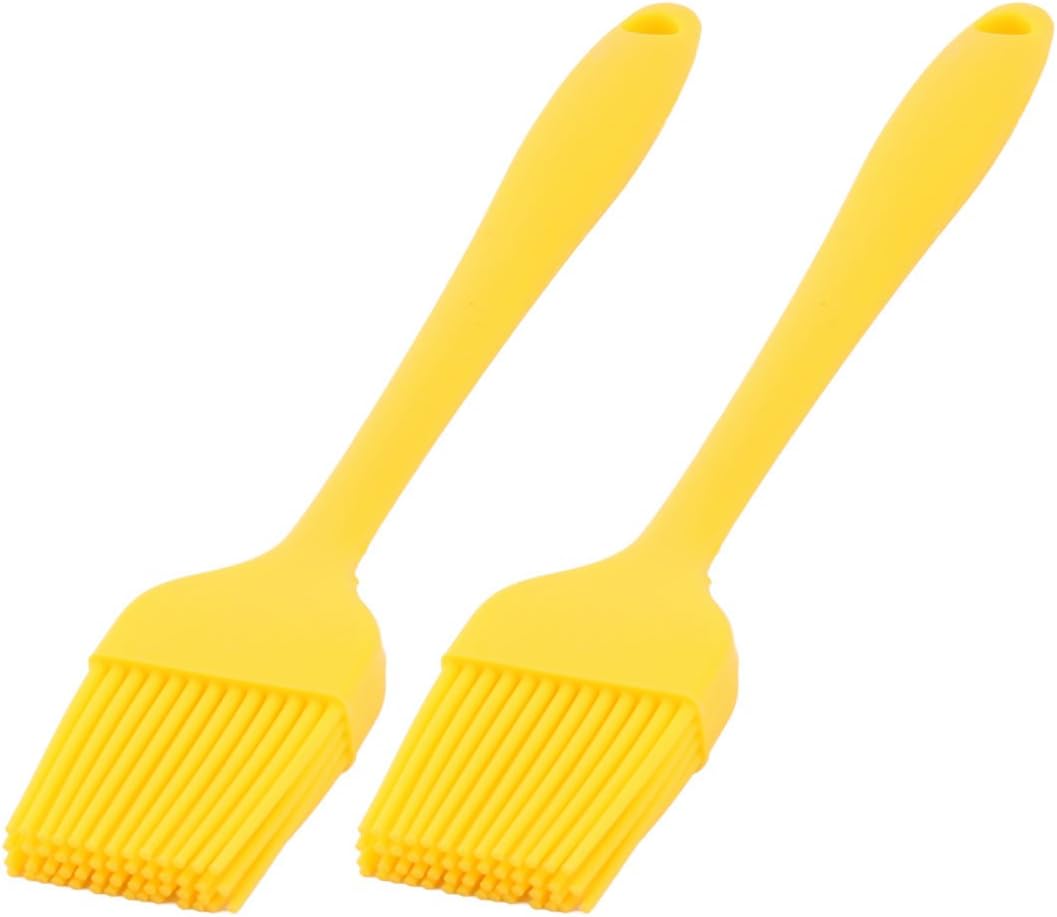 Sourcingmap Silicone Home Kitchen Cookie Cake Baking Tool Cream Oil Pastry Brush 2pcs Yellow