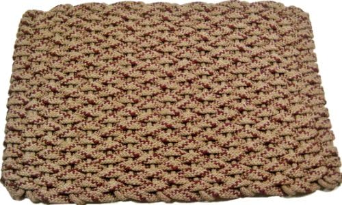 Rockport Rope Doormats 291 Indoor and Outdoor Doormats, 20 by 30-Inch, Tan with Two Wine Stripes