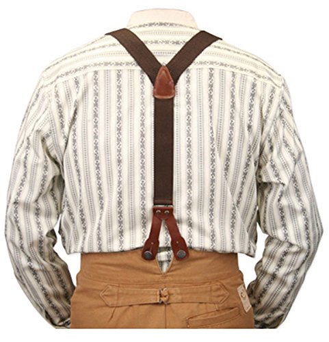 Historical Emporium Men's Canvas Stagecoach Y-Back Button End Suspenders Brown
