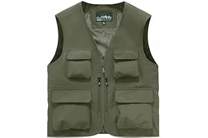 Men's Mountaineering Tactical Vest - Multi-Pocket Design, Outdoor Workwear Zip-Up Sports Vest Jacket for Fishing and Casual W