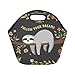 InterestPrint Insulated Lunch Tote Bag Cute Baby Sloth Reusable Neoprene Cooler, Follow Your Dream Quote Portable Lunchbox Handbag for Men Women Adult Kids Boys Girls