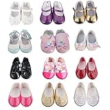 5 pairs of ZWSISU Doll Shoes Include Boots Leather Shoes and Cloth shoes Fits 18 Inch American Girl Doll