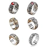 6 Pcs Pixiu Charms Ring Feng Shui Amulet Open