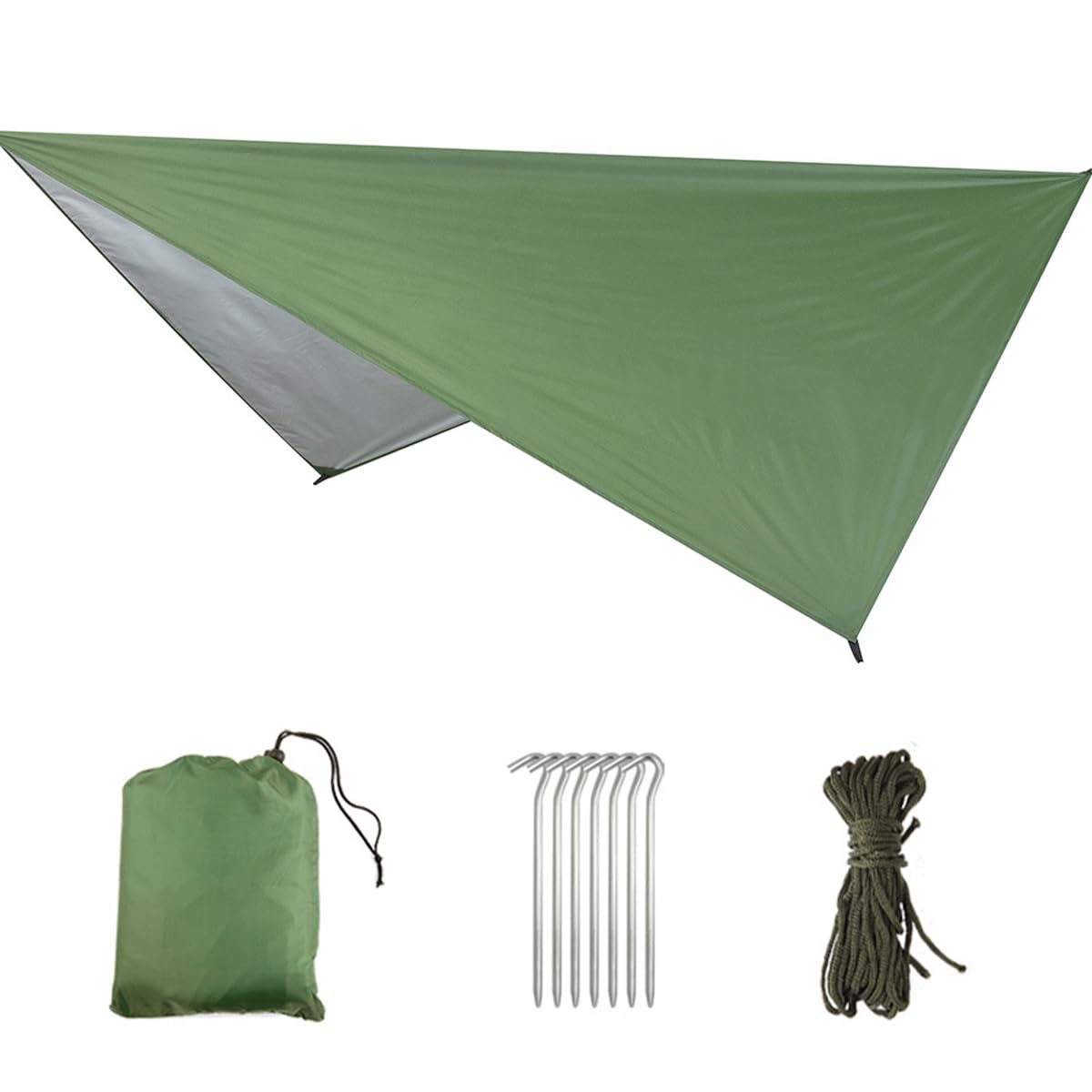 NUZAMAS 3X3m Hammock Rain Fly Tent Tarp Multi-functional square Canopy Portable Windproof Snowproof Tarpaulin Sunshade Cloth for Outdoor Hiking Picnic Beach