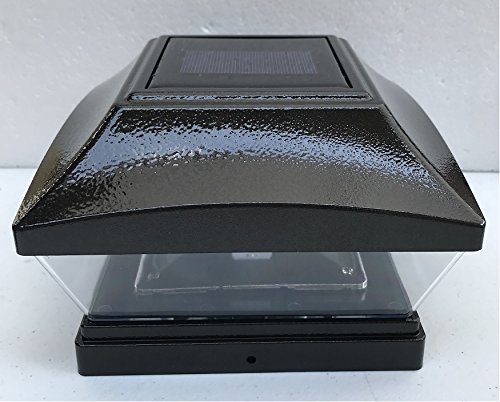 Set of 2 Solar Post Cap Hammered Black Color 28 Lumens 2 SMD LED Light For 6x6 Posts (5.75