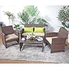 Patiorama 4 Pieces Outdoor Patio Furniture Sets Garden Rattan Chair Wicker Set, Poolside Lawn Chairs with Tempered Glass…