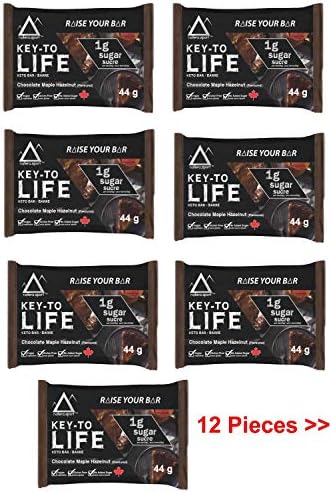 Keto Snack (12 Pieces) Chocolate Maple Protein Bars, NATERA Ketogenic Food Supplement Energy Bar, Low Carbs, Low Sugar Pre-Workout Cookies