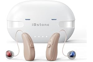 iBstone HearEase Rechargeable Hearing Aids for Seniors & Adults, Receiver-in-Canal (RIC Type) OTC Devices, Digital Core with Noise Cancelling, 3 Professional Hearing Modes, 11 Volume Levels, Pair