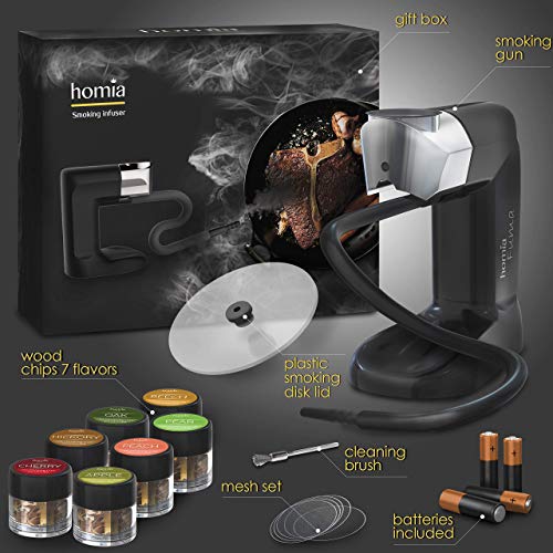homia Smoking Gun Wood Smoke Infuser - Starter Kit, 12 PCS, Portable Electric Smoker Machine with Accessories and Wood Chips - Cold Smoke for Food and Drinks - Thumbnail 6