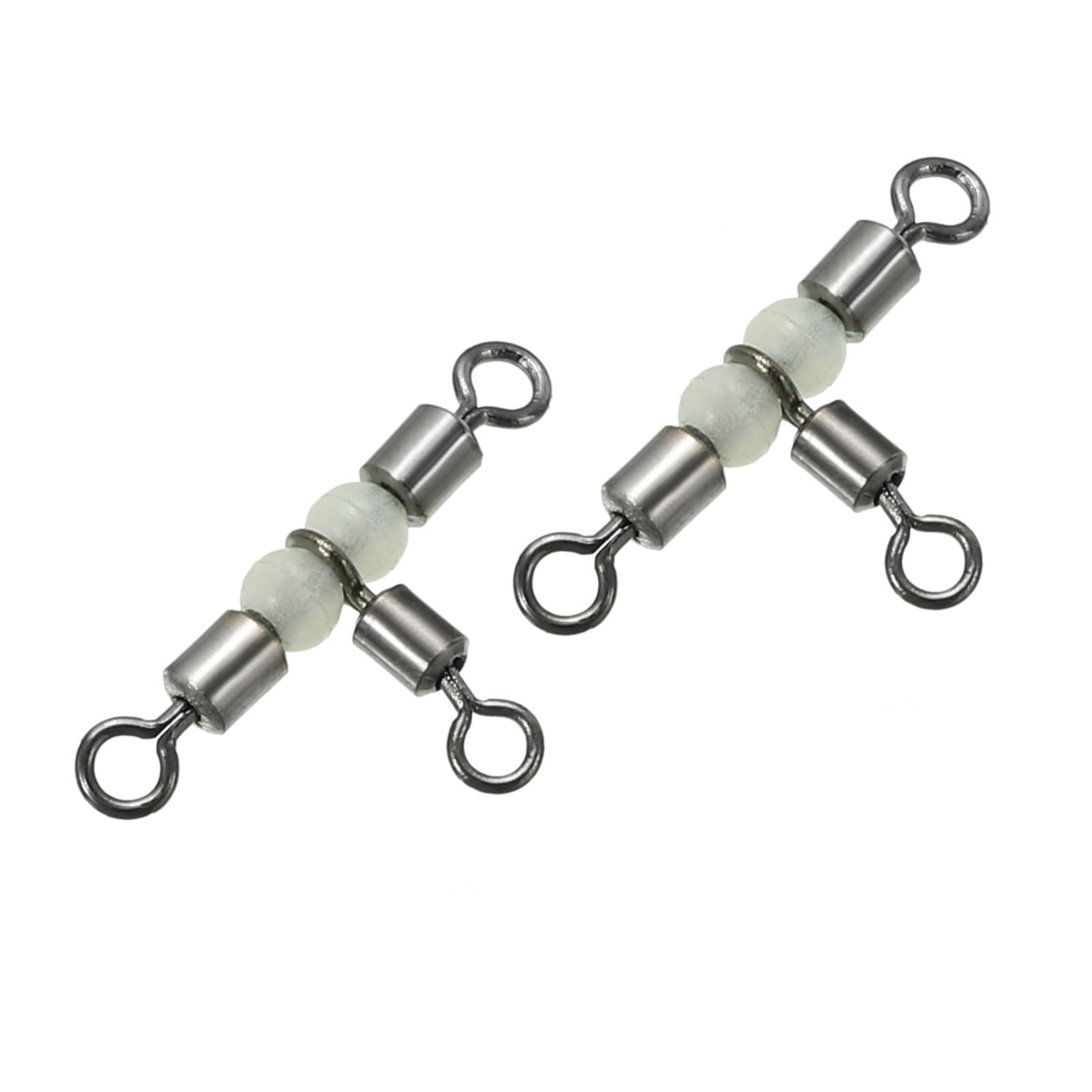 PATIKIL 3 Way Swivel 0.9x0.5 Inch, 30 Pack Cross Line T Turn Rolling Terminal Tackle with Luminous Beads for Catfish Surf Rig, Black