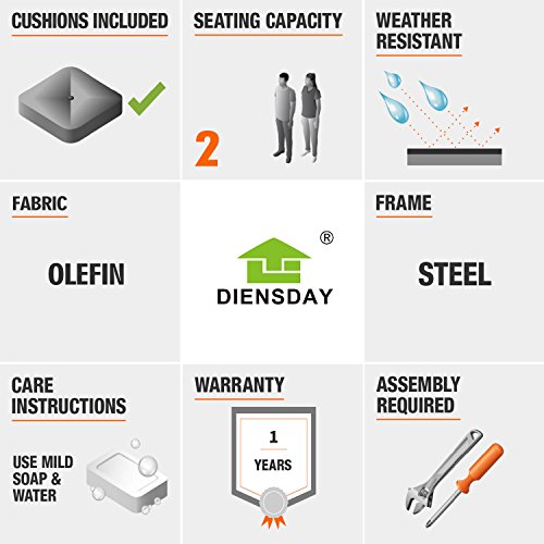 image for Diensday Patio Outdoor Furniture|5-Piece Lounge Chair&Ottoman Sectiona