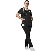 uniformsworld Alyssa Scrubs Set for Women — Classic fit Top & Straight Pants, Elastic Waistband, 7 Pockets, Anti-Wrinkle