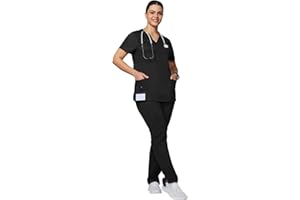 UNIFORMSWORLD Uniforms World Alyssa Scrubs Set for Women — Classic fit Top & Straight Pants, Elastic Waistband, 7 Pockets, Anti-Wrinkle
