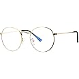Pro Acme Blue Light Glasses for Women Men Classic Round Metal Clear Lens Glasses Frame Unisex Circle Eyeglasses (GOLD - BLUE LIGHT FILTER)