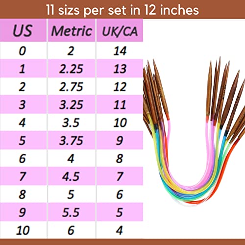 KnitPal 12inch (30cm) Short Circular Knitting Needles Set with 11