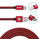 RENYANG USB Type C Cable(1X6.6Ft/2M)USB C to USB A 2.0 Nylon Braided Fast Sync & Charger for Nexus 6p Nexus 5x Lumia 950xl/950 LG G5 OnePlus 2Nokia N1ZUK Z1 Apple Macbook and More (Red＆Black)