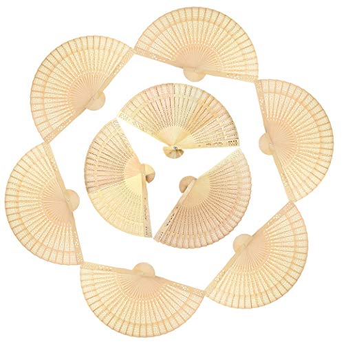 Mcupper-Chinese Sandalwood Fan (Set of 48 pcs) - Hand Held Folding Fans for Wedding Decoration, Birthdays, Home Gifts by Super Z Outlet