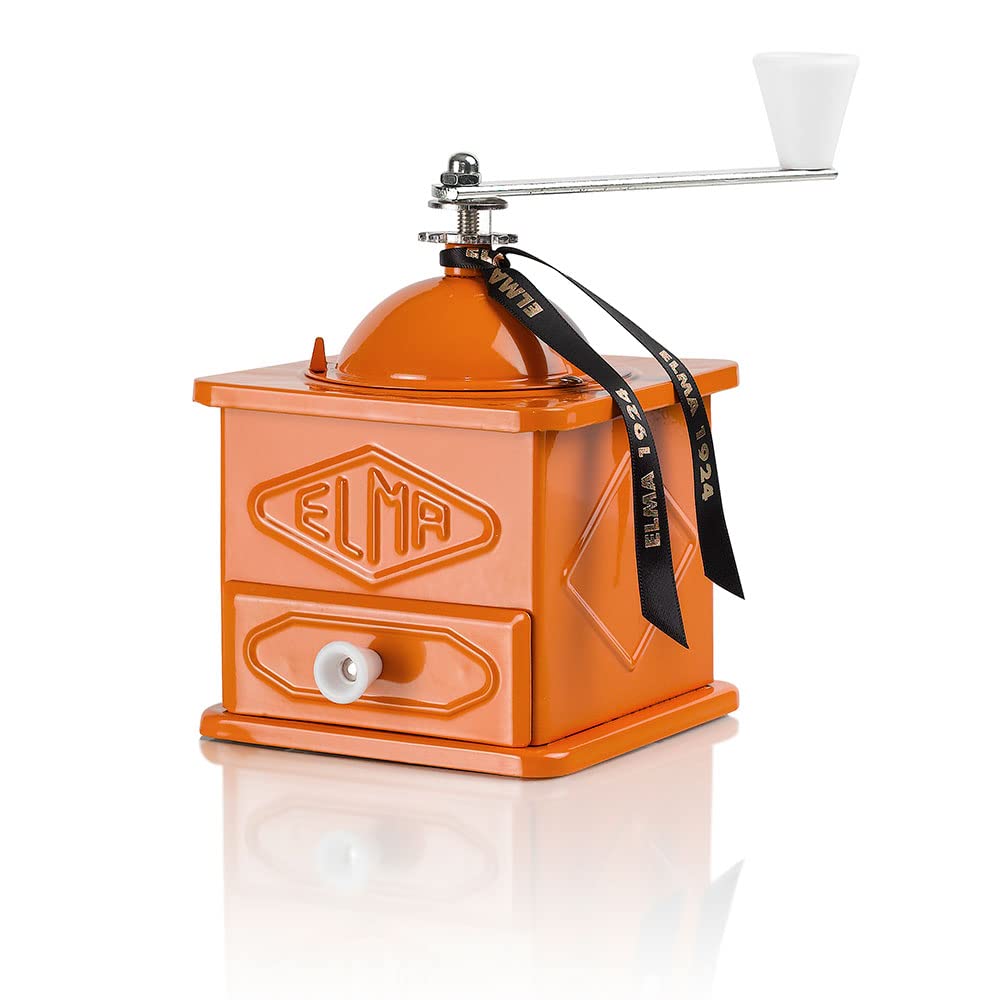 ELMA Decorative Vintage Style Manual Coffee Grinder (Orange)