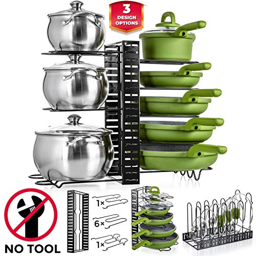 UPGRADED Adjustable Pot Organizer Frying Pan Organizer Pot Rack
