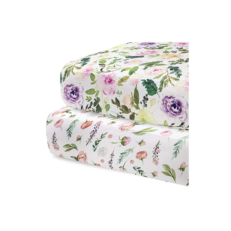 Pobibaby – 2 Pack Premium Fitted Baby Girl Crib Sheets for Standard Crib Mattress – Ultra-Soft Cotton Blend, Safe and…