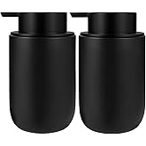 Foaming Soap Dispenser Thick Ceramic Foam Hand Soap Dispenser for Bathroom or Kitchen Sink, Liquid Pump Bottles for Hand soap, Body Wash, 2 Pack Black